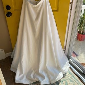White long satin wedding style skirt.